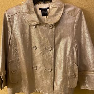 Boston Proper Silver Leather Jacket size S